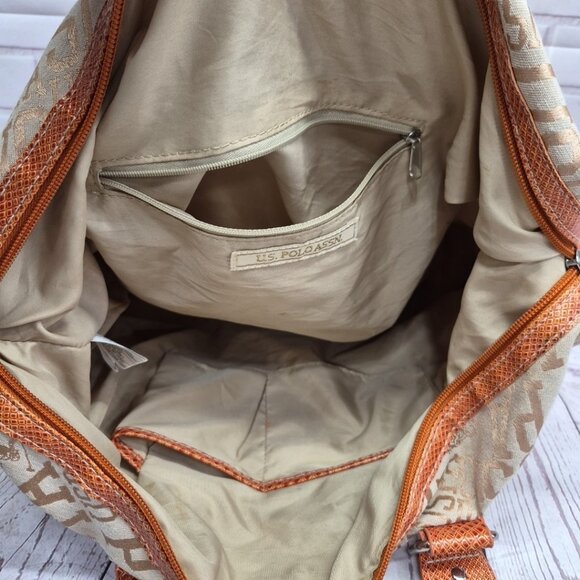 US Polo Assn Horse Medallion All Over Logo Graphics Large Handbag Purse - Picture 5 of 8